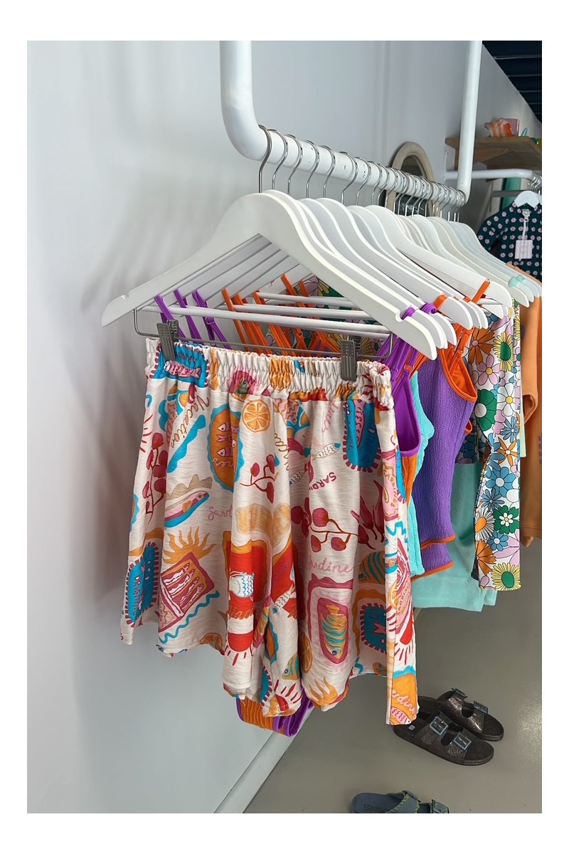 short and shirt printed "sardines" set