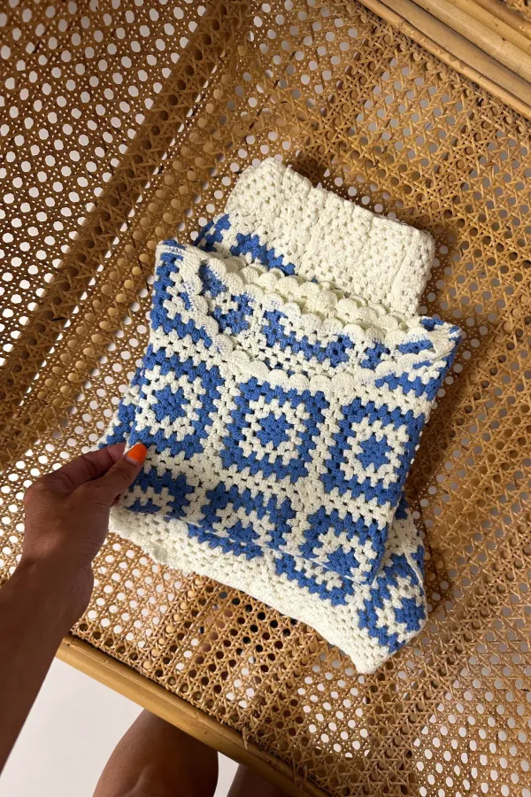 Set en crochet jaune pastel