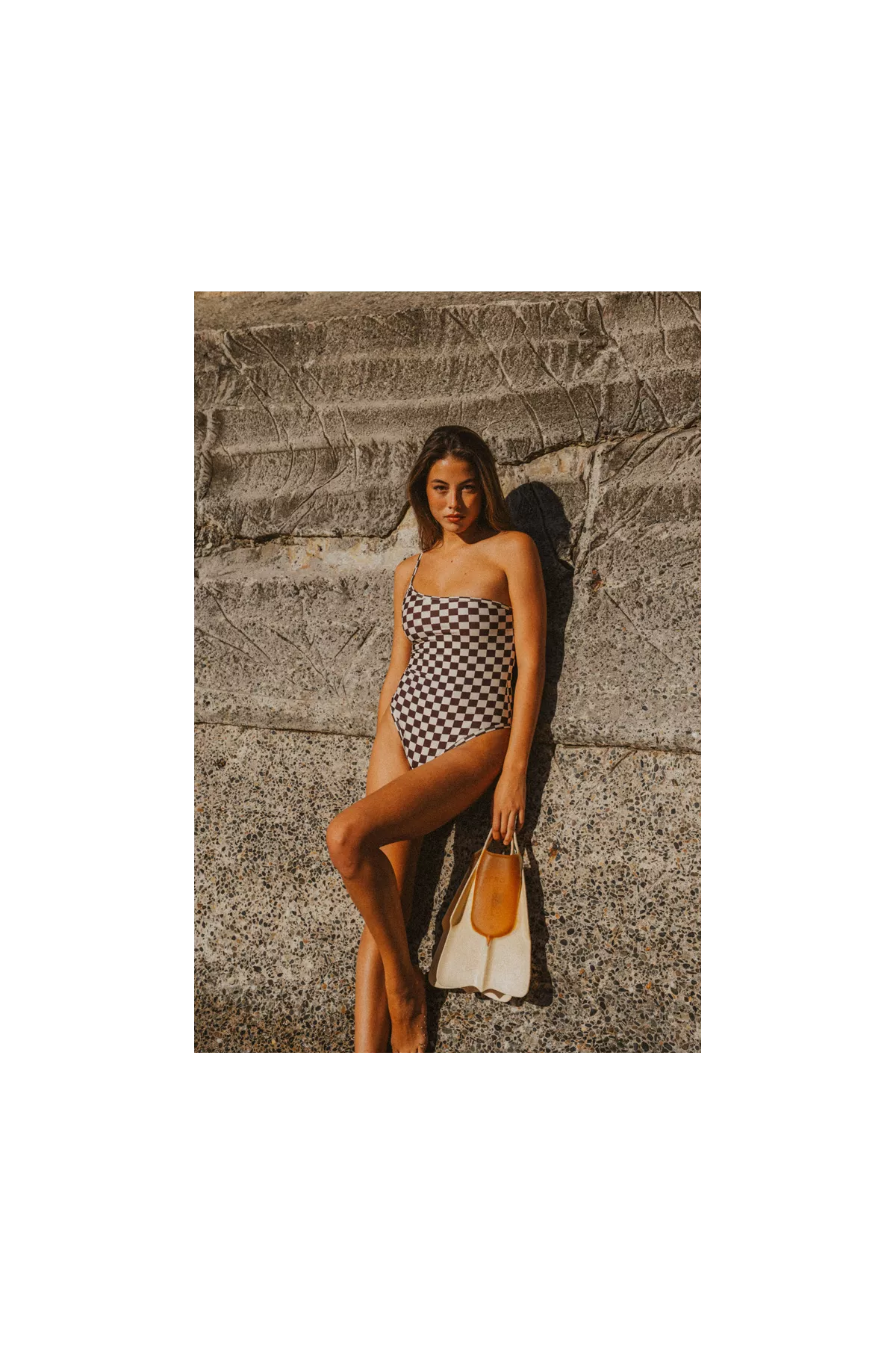 maillot une pièce asymétrique damier