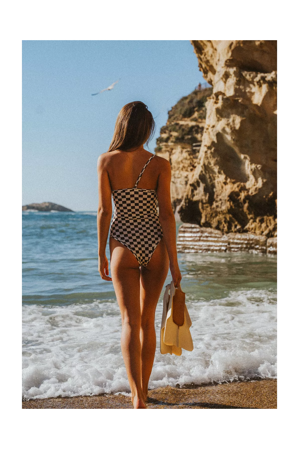 maillot une pièce asymétrique damier
