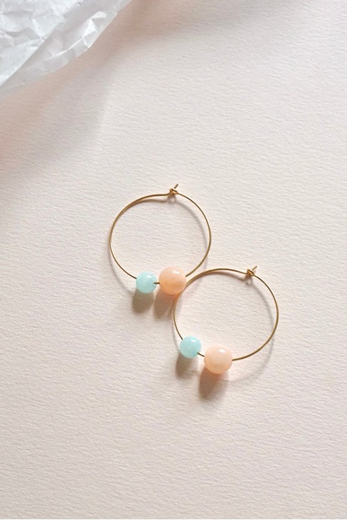 peach & aqua earring